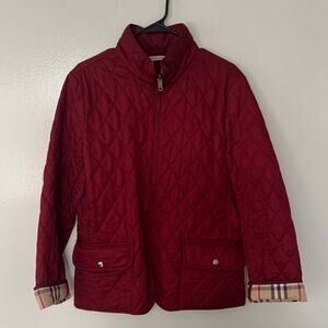 Burberry Women's Guilted Plaid Nova Check Burgundy Size L
